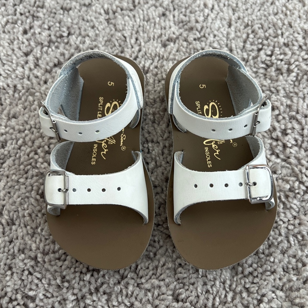 White Salt Water Sun-San Surfer Sandals